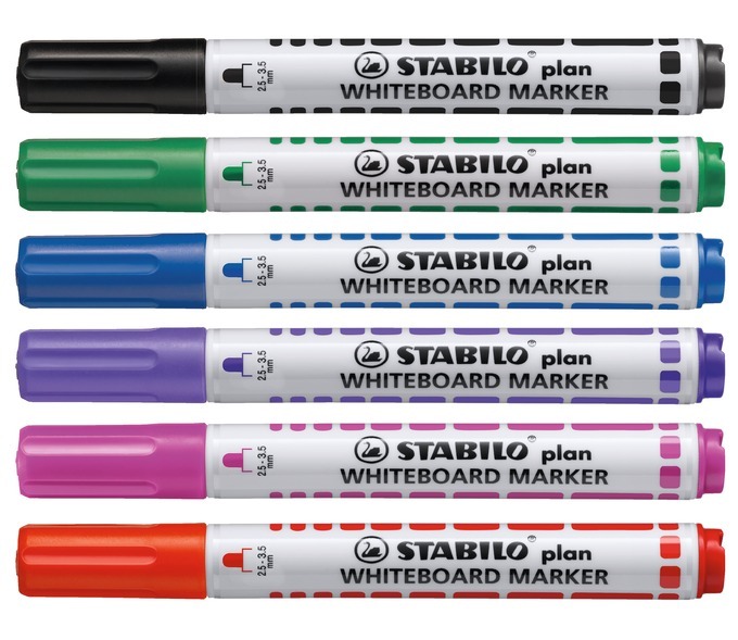 Bộ 2 cây bút lông viết bảng Stabilo Plan Whiteboard Marker WM64 + 1 hộ...