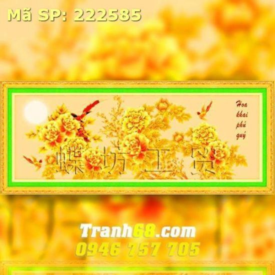 Tranh thêu chữ thập hoa khai phú quý - DLH-222585 