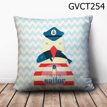 Gối vuông Chim hải âu ngậm cá - GVCT254