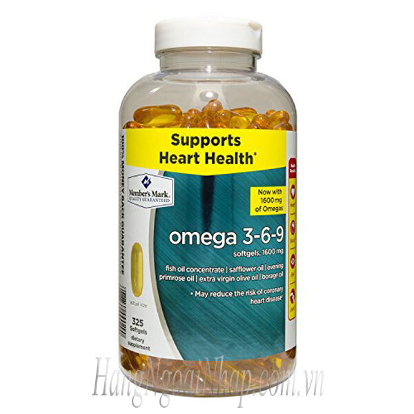 Viên uống dầu cá Omega 3-6-9 Member's Mark Suppots Heart Health 325 vi...