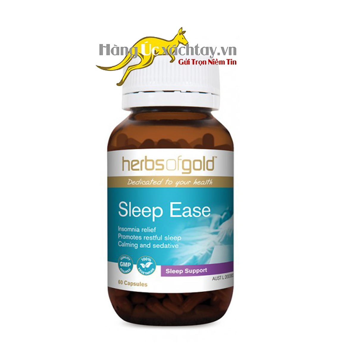 Thuốc hỗ trợ điều trị mất ngủ, stress Herbs Of Gold Sleep Ease hộp 60 ...