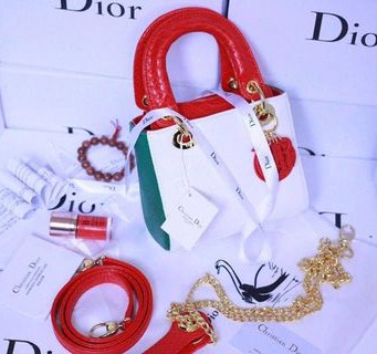 Túi Xách Dior 5 ô Kim Tuyến Đá Khoá Bạc F1 - Da lì 