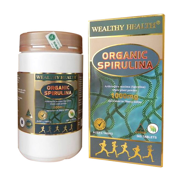 Viên uống tảo xoắn Wealthy Health Organic Spirulina 365 viên 