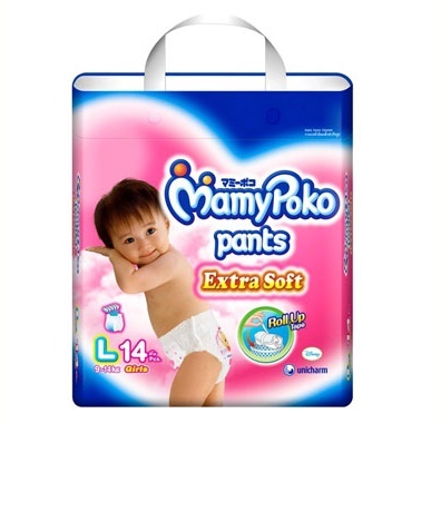 Tã quần MamyPoko Girls size L 14 miếng (trẻ từ 9 - 14kg) 