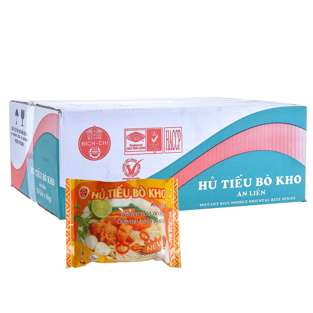 Thùng 30 gói hủ tiếu bò kho Bích Chi 60g 