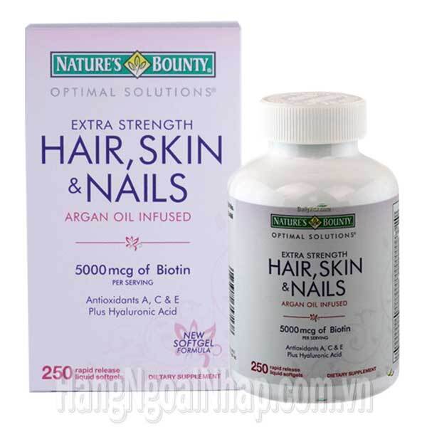 Viên uống đẹp da, tóc và móng Nature's Bounty Hair, Skin, Nails 250 vi...