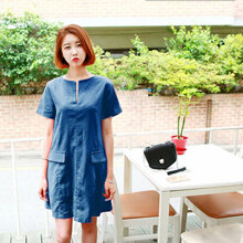 Đầm Linen Phối Hai Túi Giả kd