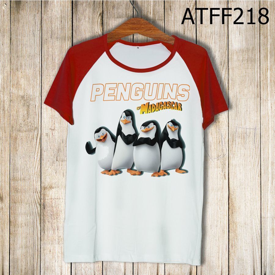 Áo thun tay màu Penguins Madagasca ATFF218