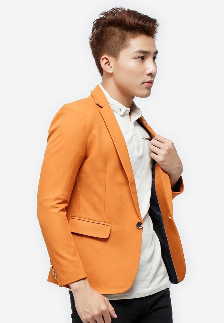 Áo vest nam màu cam cổ bẻ thêu họa tiết Titishop AVN62
