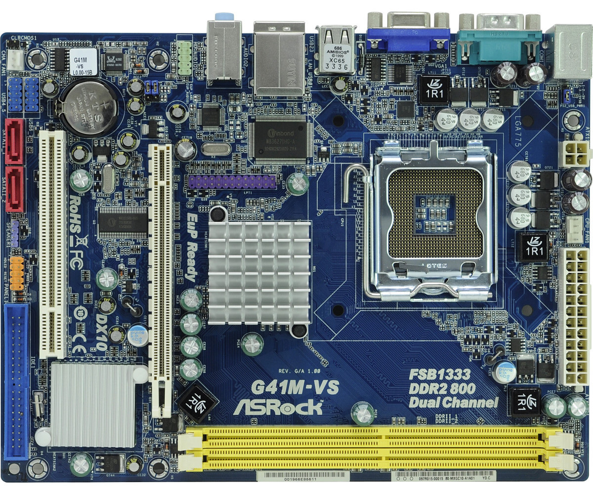 Bo mạch chủ (Mainboard) Asrock G41M-VS - Socket 775, Intel G41/ICH7, 2 x DIMM, Max 8GB, DDR2