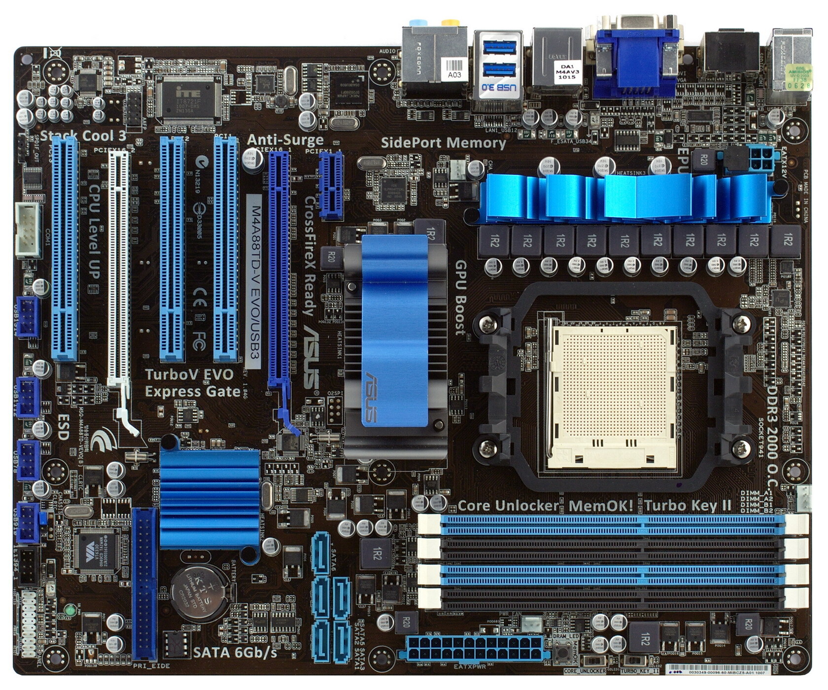 Bo mạch chủ (Mainboard) Asus M4A88TD-V EVO/USB3 - Socket AM3, AMD 880G/SB850, 4 x DIMM, Max 16GB, DDR3