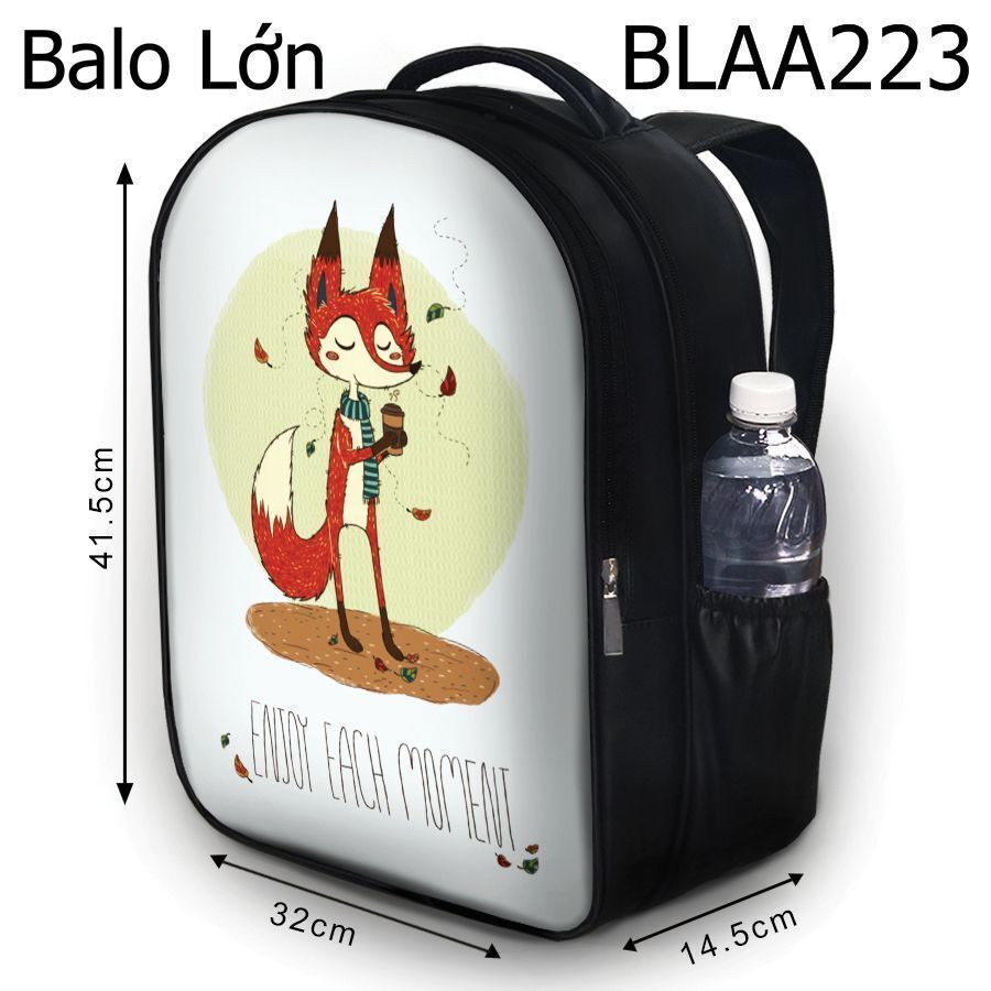 Balo in hình Cáo uống cà phê BLAA223 size lớn