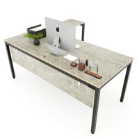 Bàn chữ L gỗ Plywood màu bê tông chân sắt hệ Uconcept HBUCU051 - 180x160cm