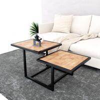 Bàn sofa 2 tầng mặt gỗ khung sắt TT68141