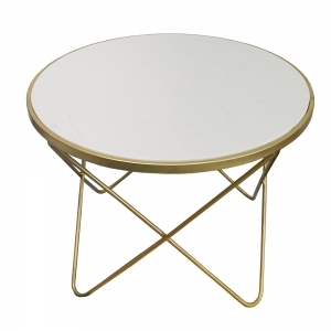 Bàn Sofa 4 chân chữ V vàng đồng mặt đá Trắng TT68049