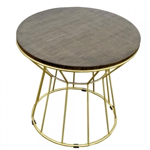 Bàn sofa mặt gỗ tre tròn 60cm kết hợp chân sắt cổ lọ TT68094