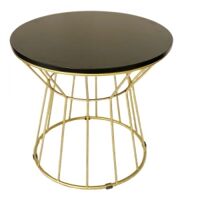 Bàn sofa tròn gỗ cao su khung sắt màu vàng đồng TT68100