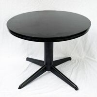 Bàn sofa tròn mặt gỗ cao su chân trụ tròn chia 4 TT68134