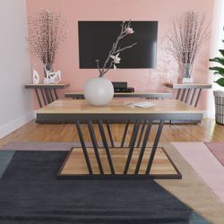 Bàn trà gỗ VATIC đơn giản khung sắt TT68022