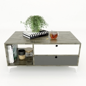 Bàn trà OSAN2 gỗ cao su hai hộc kéo TT68046