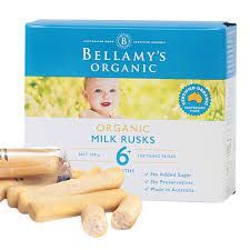 Bánh ăn dặm Bellamy's Organic Milk Rusks cho bé 6 tháng