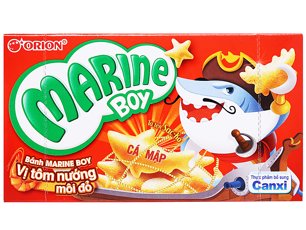 Bánh cá vị tôm nướng môi đỏ Orion Marine Boy hộp 32g