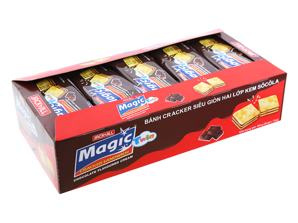 Bánh cracker hai lớp kem socola Magic Twin hộp 300g