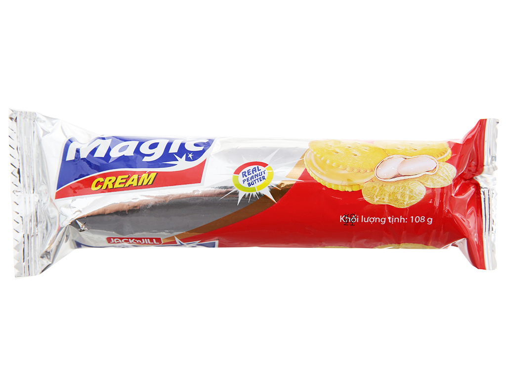 Bánh cracker kem bơ đậu phộng Magic gói 108g