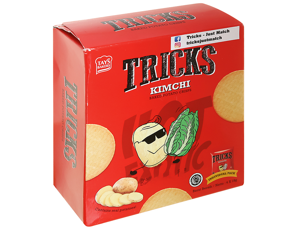 Bánh khoai tây chiên vị kim chi Tricks hộp 72g