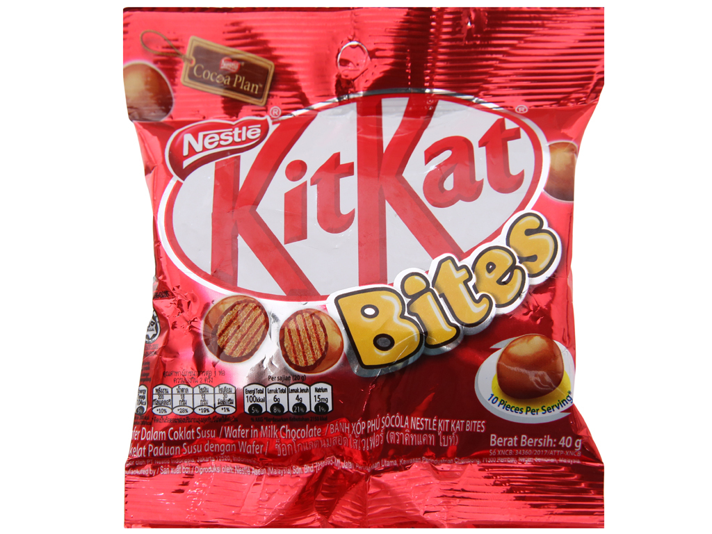 Bánh xốp phủ socola KitKat Bites gói 40g