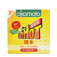 Bao cao su có gai nóng ấm cảm giác hưng phấn Okamoto Dot Hot 3 cái