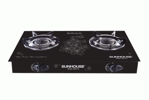 Bếp gas đôi kính Sunhouse SHB3115 - màu đen in hoa