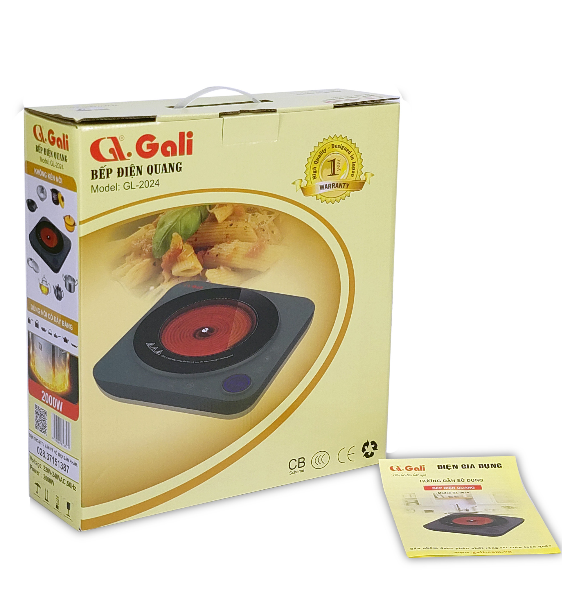 Bếp hồng ngoại dương 1 vùng nấu Gali GL-2024