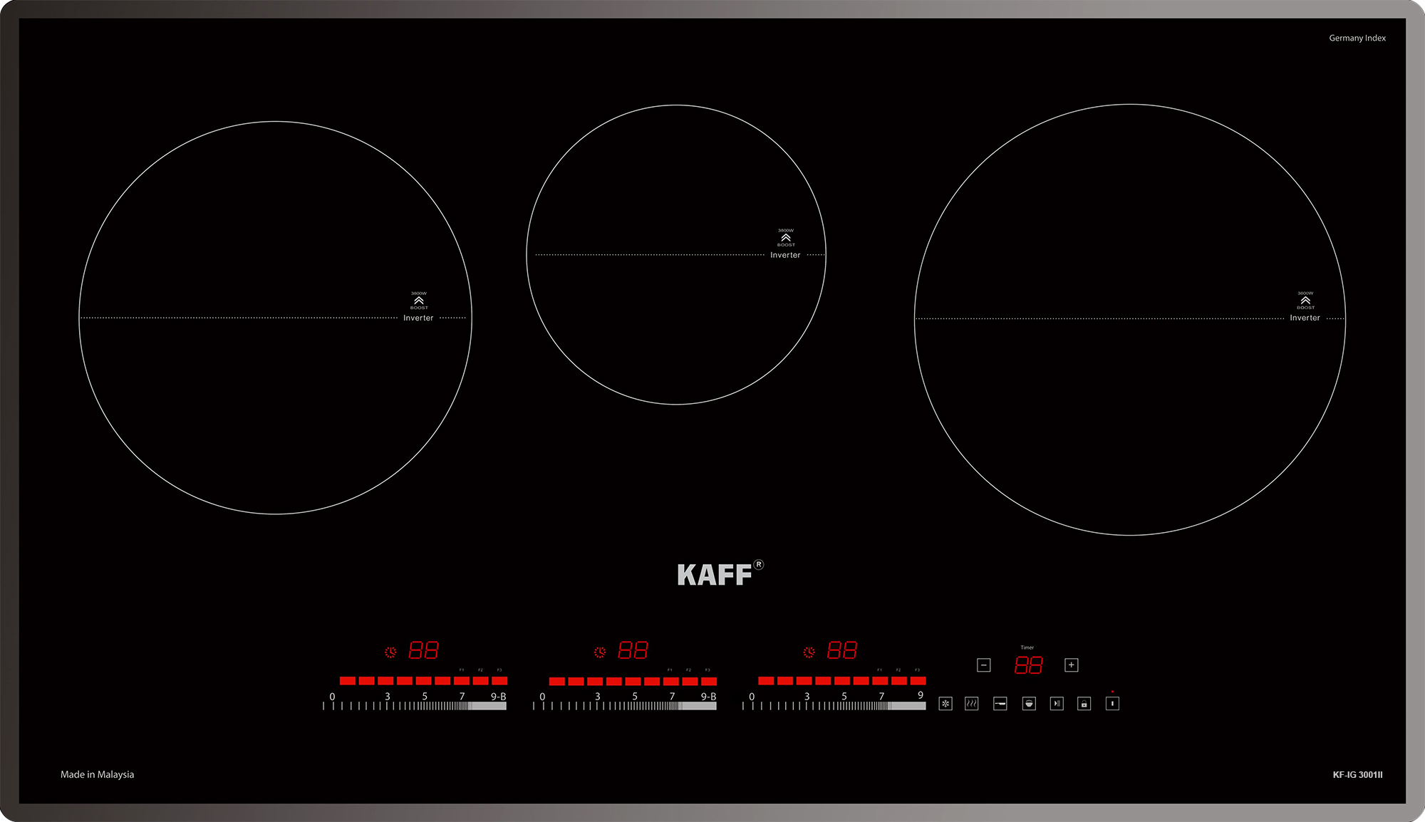 Bếp từ âm 3 vùng nấu Kaff KF-IG3001II