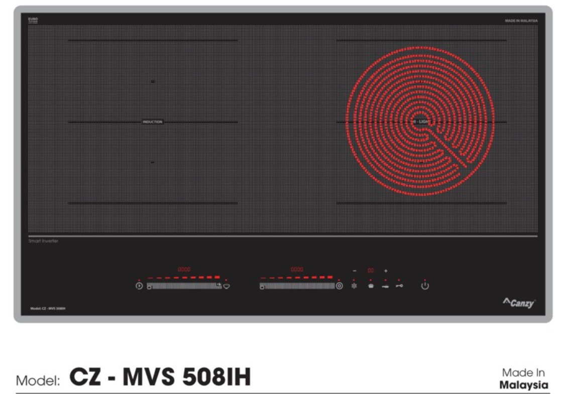 Bếp từ hồng ngoại âm 2 vùng nấu Canzy CZ-MVS 508IH