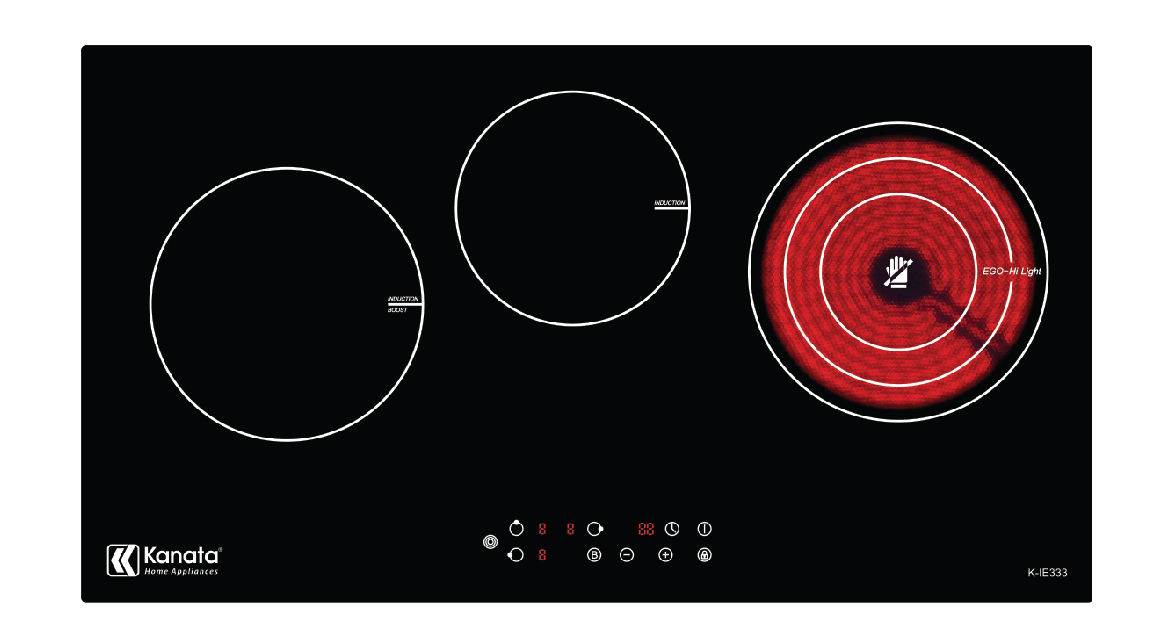Bếp từ hồng ngoại âm 2 vùng nấu Kanata KIE-333