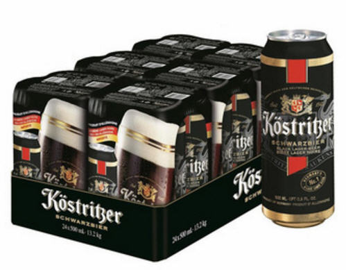 Bia đen Kostritzer Schwarzbier 4.8% – Thùng 24 Lon x 500ml