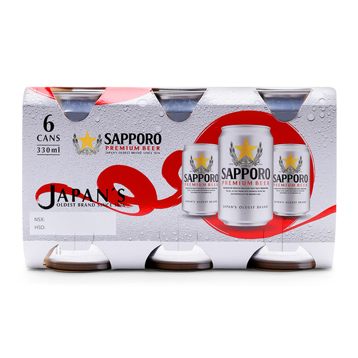 Bia Sapporo Premium lốc 6 lon x 330ml
