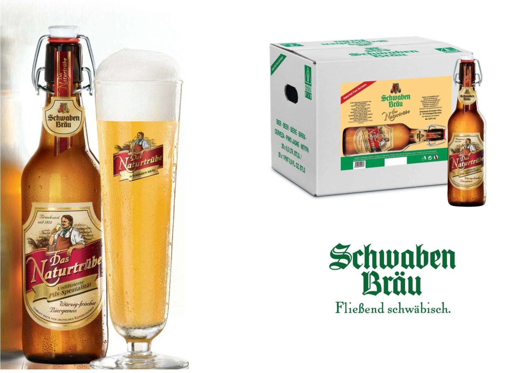 Bia Schwaben Brau Das Naturtrube 5% Đức – 20 chai 500ml