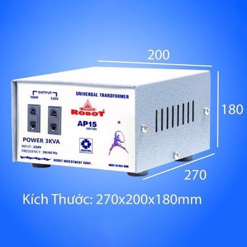 Biến thế đổi điện Robot 1 pha 3KVA (Dây đồng)