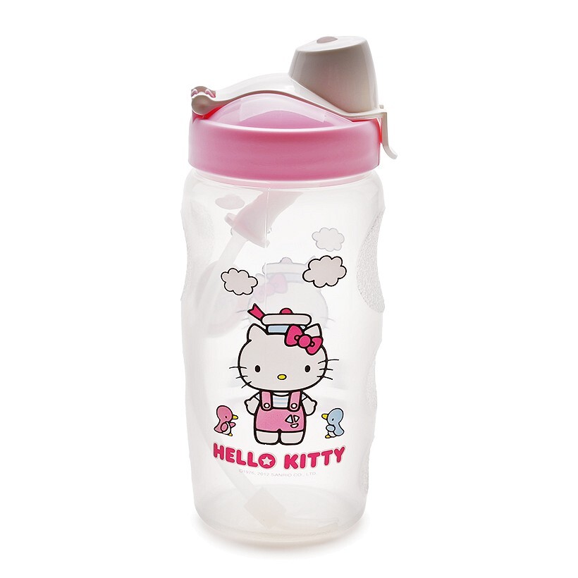 Bình Nước Bằng Nhựa Có Ống Hút Hello Kitty Ribon Kids - Lock&Lock - LKT601R - 350Ml