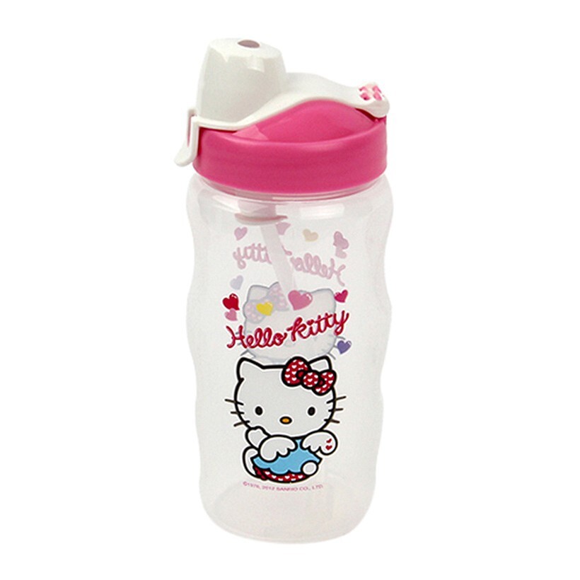 Bình Nước Bằng Nhựa Có Ống Hút Hello Kitty Lock&Lock - Dot Kids -  LKT601D - 350Ml