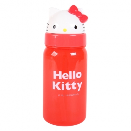 Bình nước có vòi hút skater cho bé hình Hello Kitty 350ml