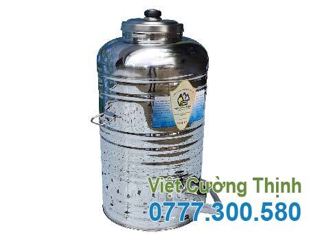 Bình nước inox 1 lớp inox 304 có vòi gạt 50l không cách nhiệt