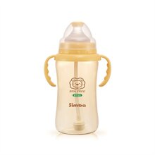 Bình sữa hồ lô cổ rộng tay cầm hút tự động tay cầm nhựa PPSU cho bé Simba S6183 - 360ml