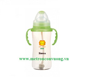 Bình Sữa Hồ Lô Cổ Rộng Tay Cầm Hút Tự Động Nhựa Pes Simba S6883 - 360Ml