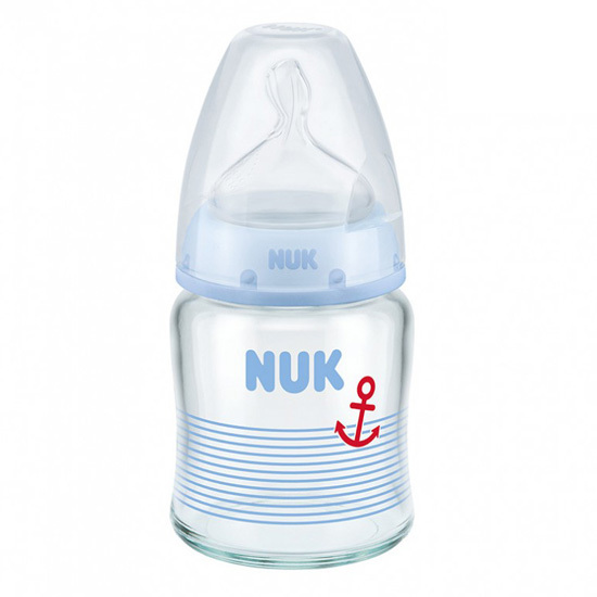 Bình sữa thủy tinh Nuk núm silicone S1-M 120ml NU66126