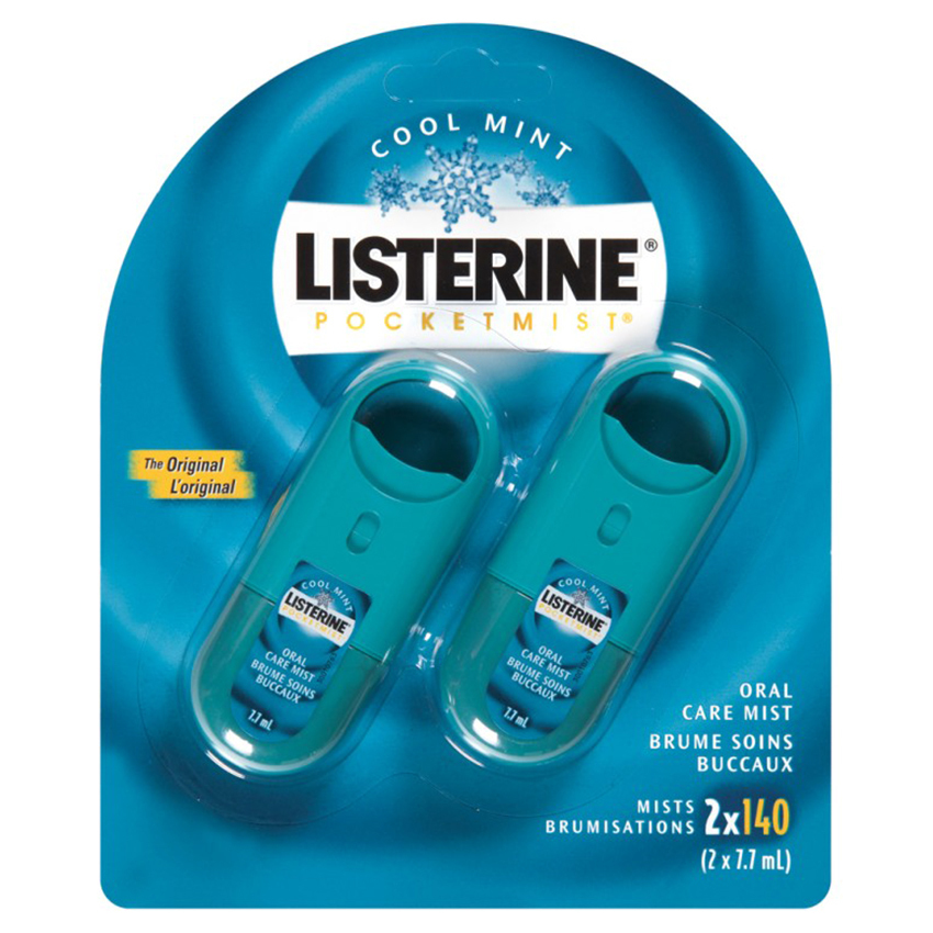Bộ 2 chai nước xịt sạch miệng Listerine Pocketmist Cool Mint 2 x 7.7ml