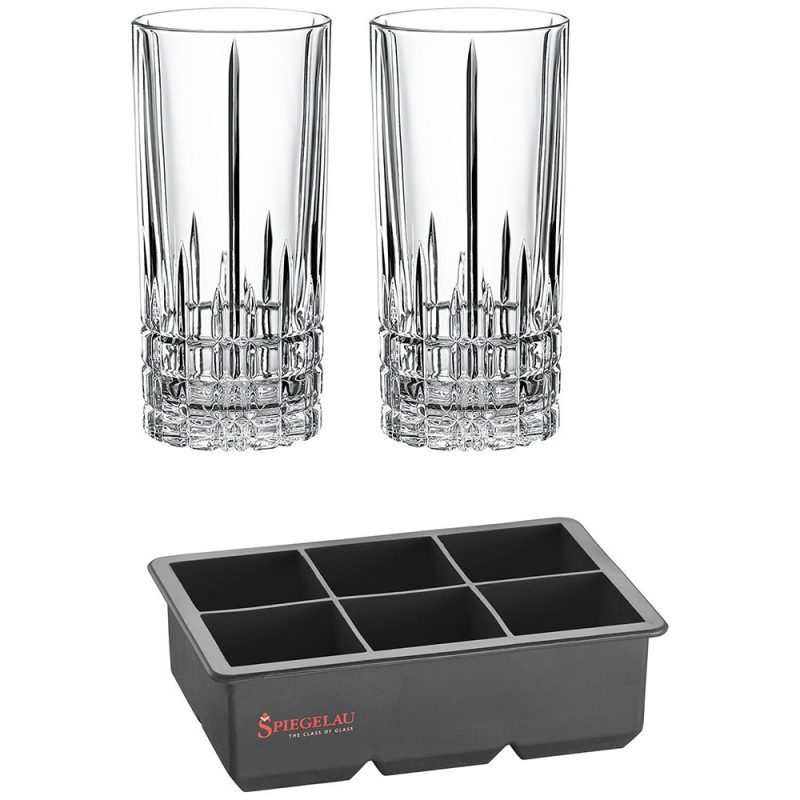 Bộ 2 cốc pha lê và khay đá Spiegelau 4500279 Perfect Ice Cube