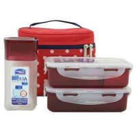 Bộ 2 hộp cơm Lock&amp;Lock HPL758S3DR - kèm túi giữ nhiệt